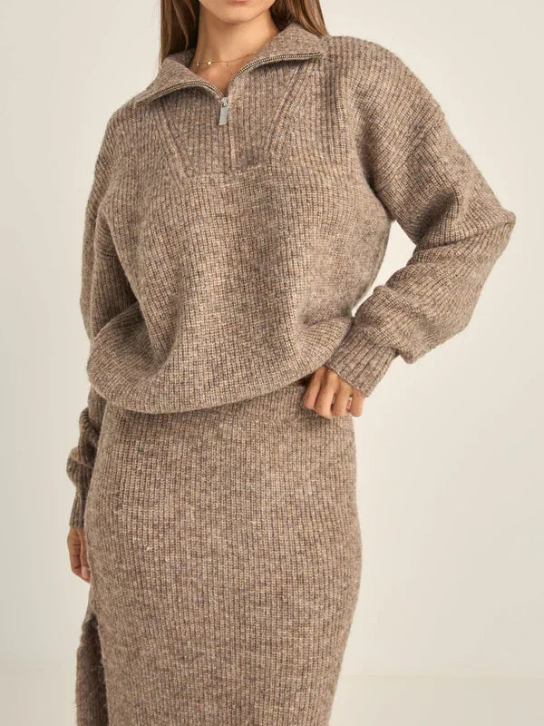 RHYTHM QUINN KNIT ZIP OATMEAL