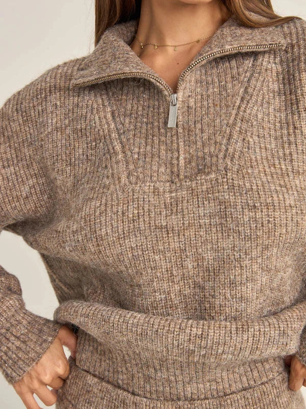 RHYTHM QUINN KNIT ZIP OATMEAL