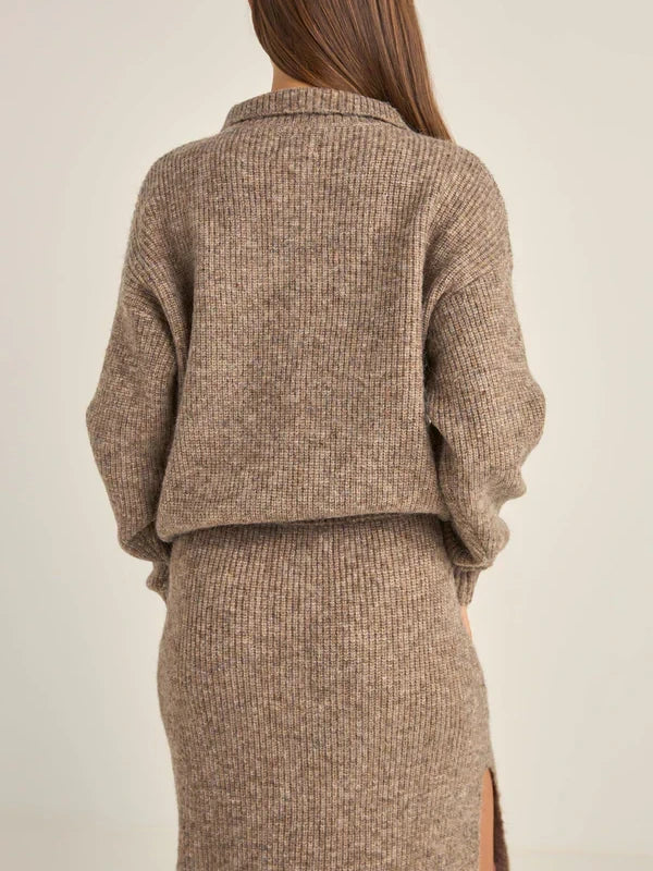 RHYTHM QUINN KNIT ZIP OATMEAL