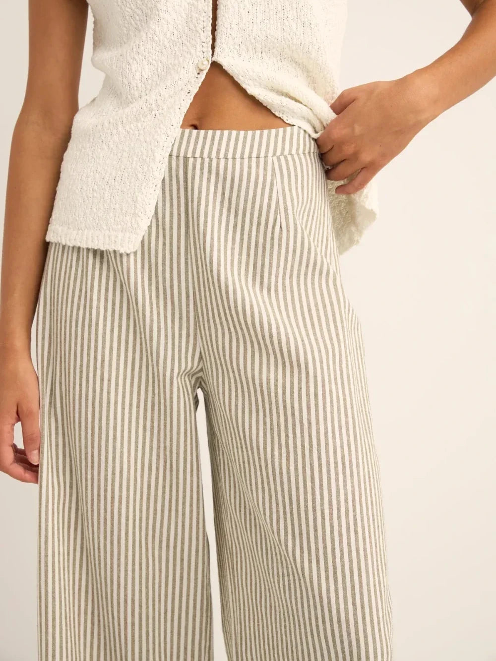 RHYTHM VALLEY STRIPE WIDE LEG PANT IVY DETAIL