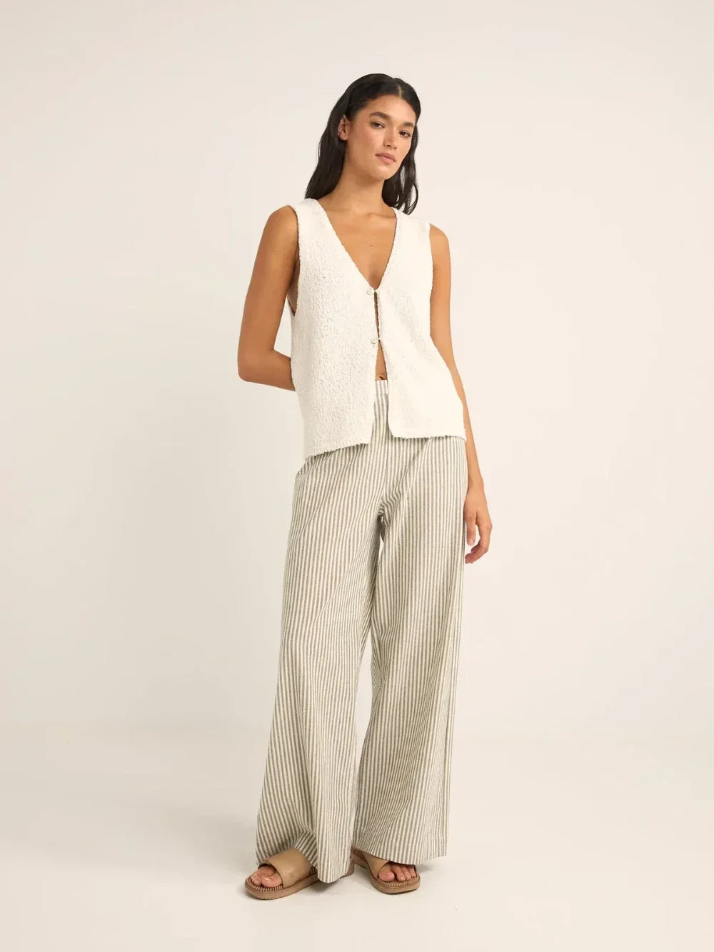 RHYTHM VALLEY STRIPE WIDE LEG PANT IVY OUTFIT