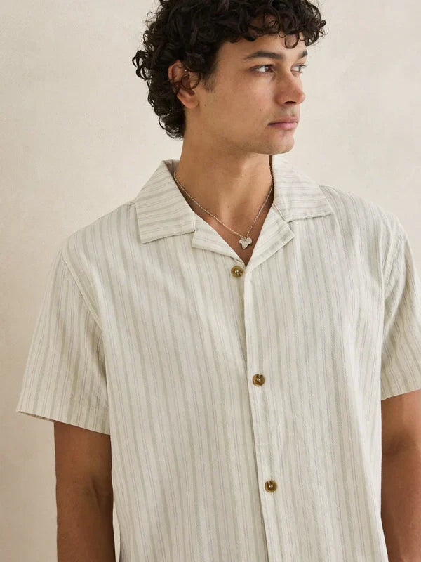 RHYTHM VACATION STRIPE SHIRT NATURAL 