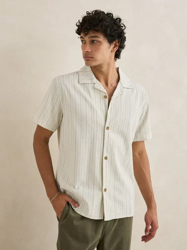 RHYTHM VACATION STRIPE SHIRT NATURAL 