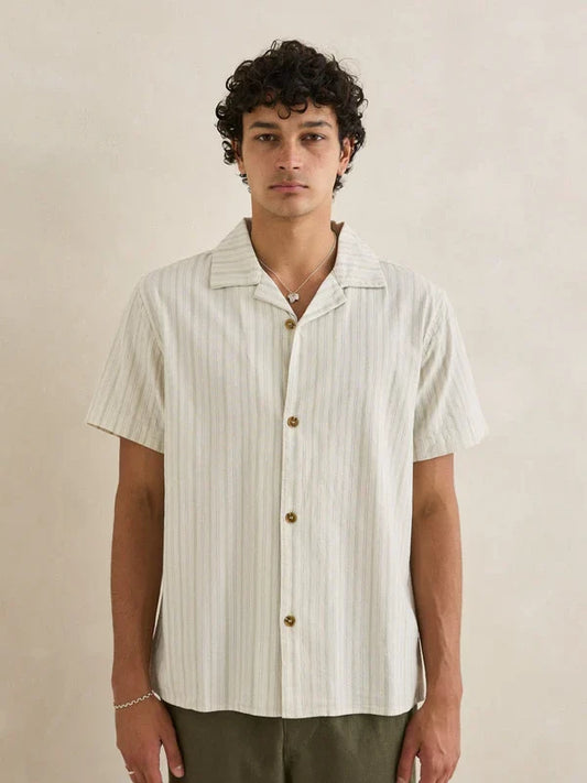 RHYTHM VACATION STRIPE SHIRT NATURAL 