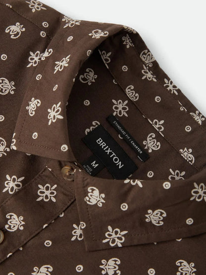 BRIXTON CHARTER PRINT SHORT SLEEVE SHIRT WALNUT BROWN 