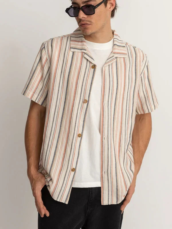 RHYTHM VACATION STRIPE S/S SHIRT NATURAL 