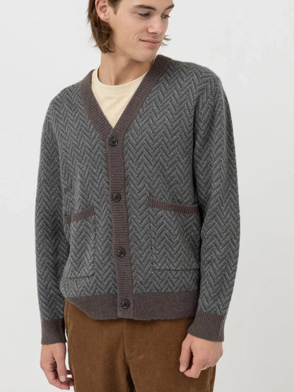 RHYTHM MOHAIR HERRINGBONE CARDIGAN PACIFIC