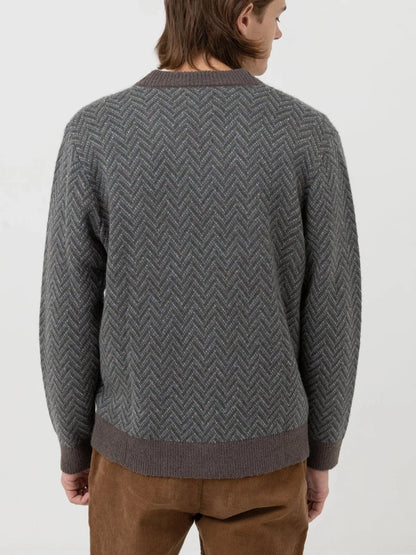 RHYTHM MOHAIR HERRINGBONE CARDIGAN PACIFIC