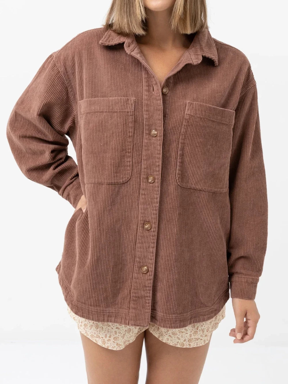 RHYTHM CORDUROY OVERSIZE SHACKET CHOCOLATE 