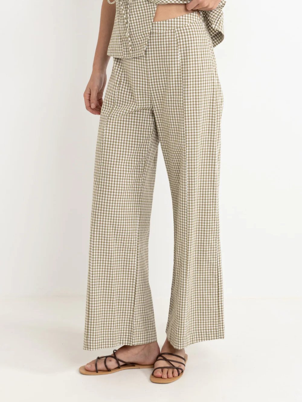 RHYTHM LOLA CHECK WIDE LEG PANT OLIVE