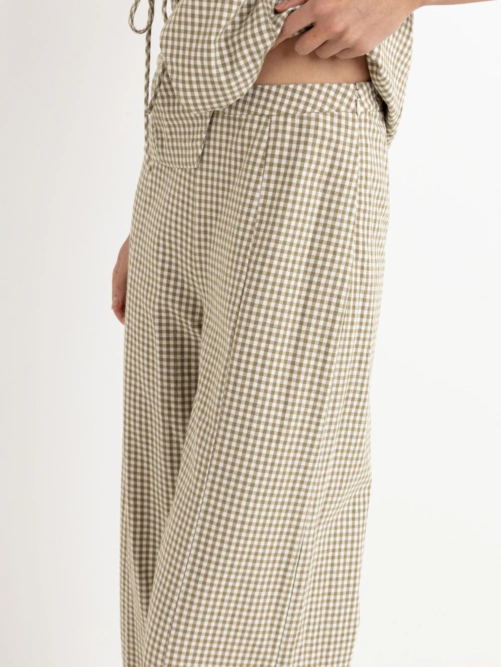 RHYTHM LOLA CHECK WIDE LEG PANT OLIVE