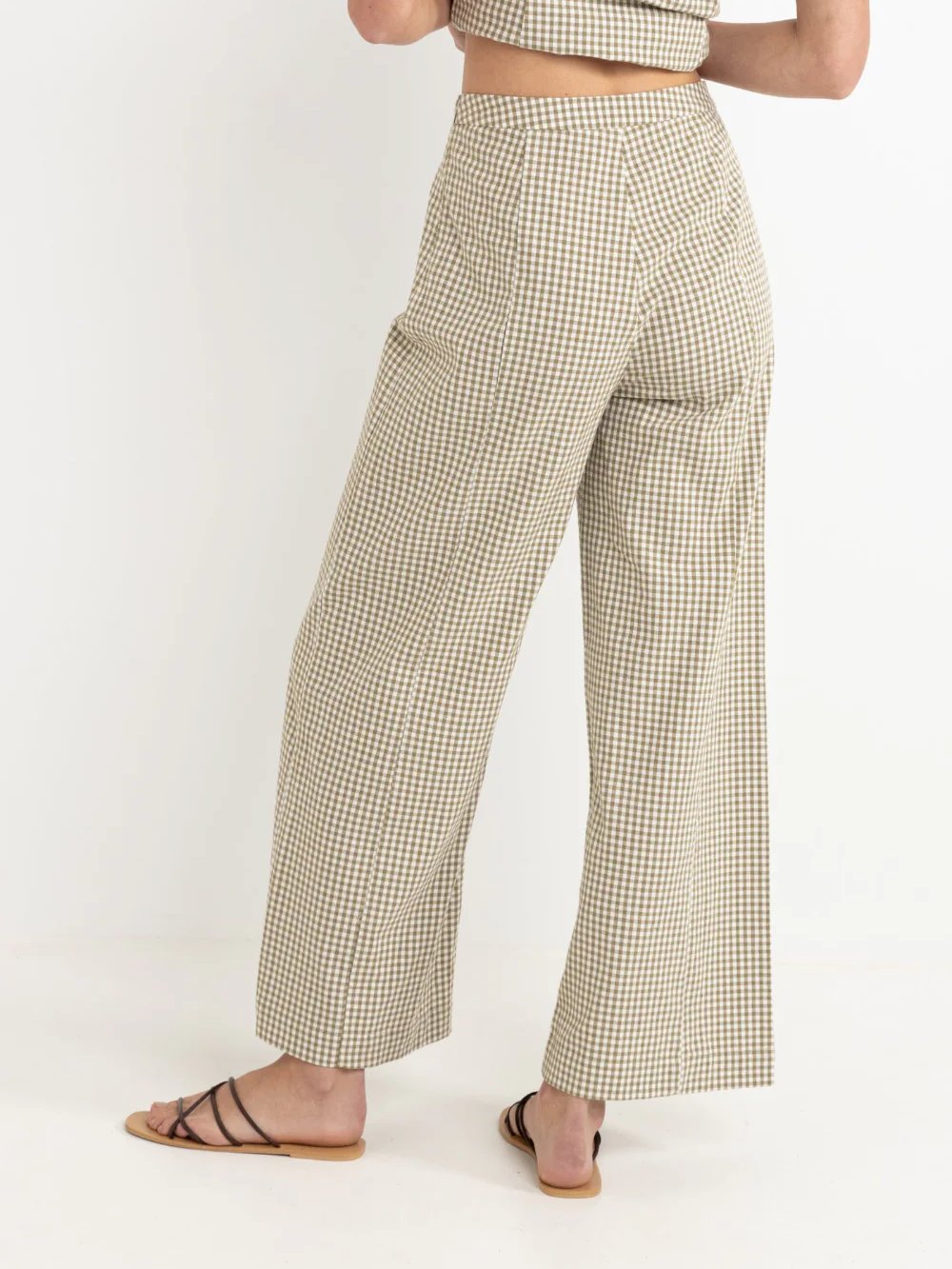 RHYTHM LOLA CHECK WIDE LEG PANT OLIVE