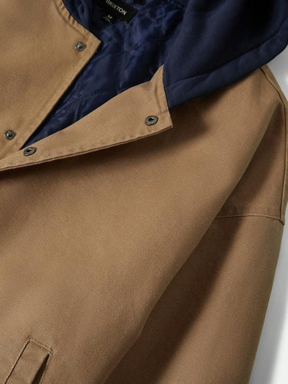 BRIXTON CANVAS HOODED BOMBER JACKET KHAKI/INDIGO 