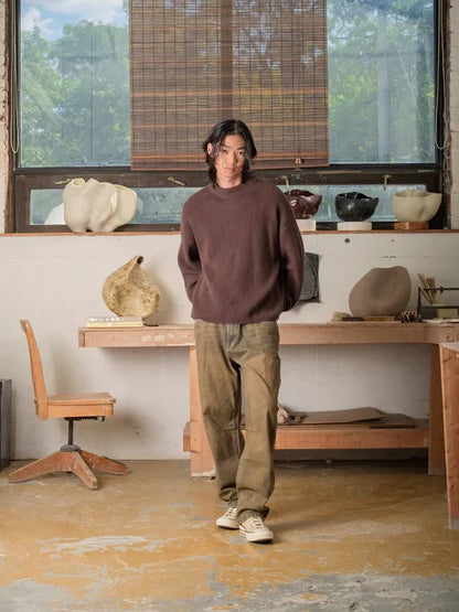 KUWALLA KNITTED BOX CREW SWEATER COFFEE 