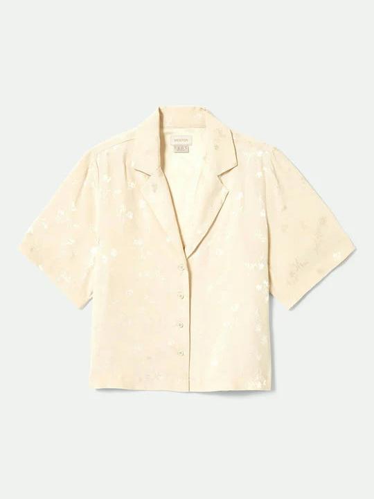 BRIXTON SILKY S/S JACQUARD BUTTON UP WHITECAP FLORAL JACQUARD