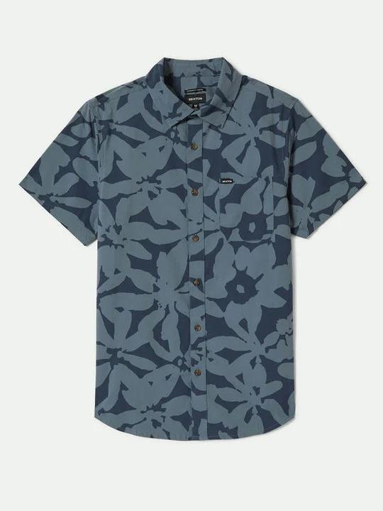 BRIXTON CHARTER PRINT SHORT SLEEVE SHIRT WASHED NAVY/AZURE BLUE FLORAL 