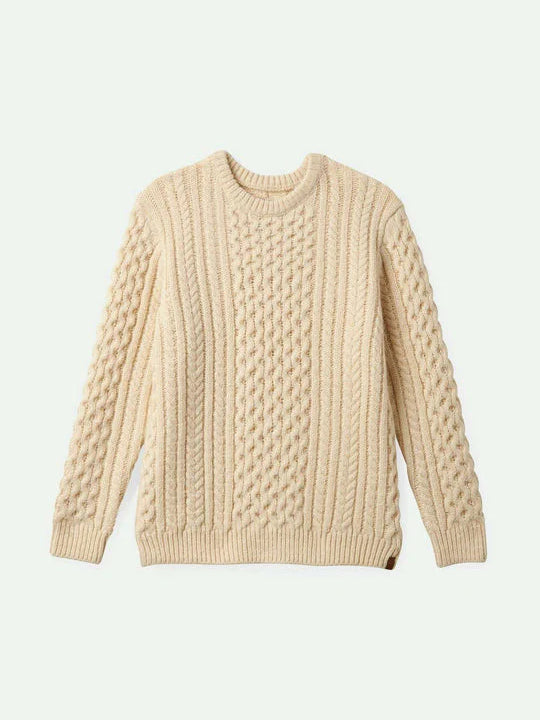 BRIXTON CLASSIC FISHERMAN SWEATER OATMEAL 