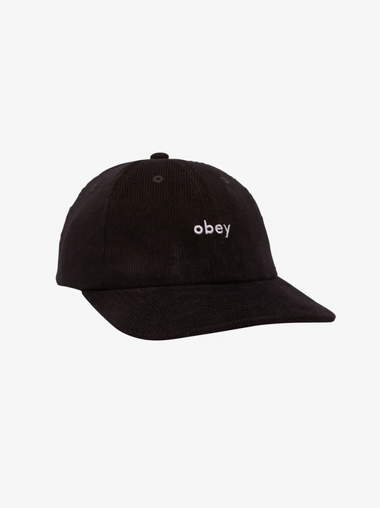 OBEY LOWERCASE CORD 6 PANEL STRAPBACK BLACK