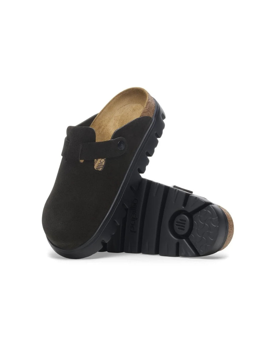 BIRKENSTOCK BOSTON CHUNKY SUEDE LEATHER BLACK/BLACK