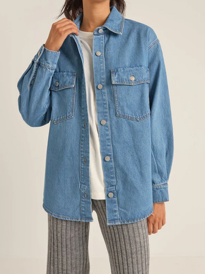 RHYTHM OVERSIZED DENIM SHACKET WASHED BLUE