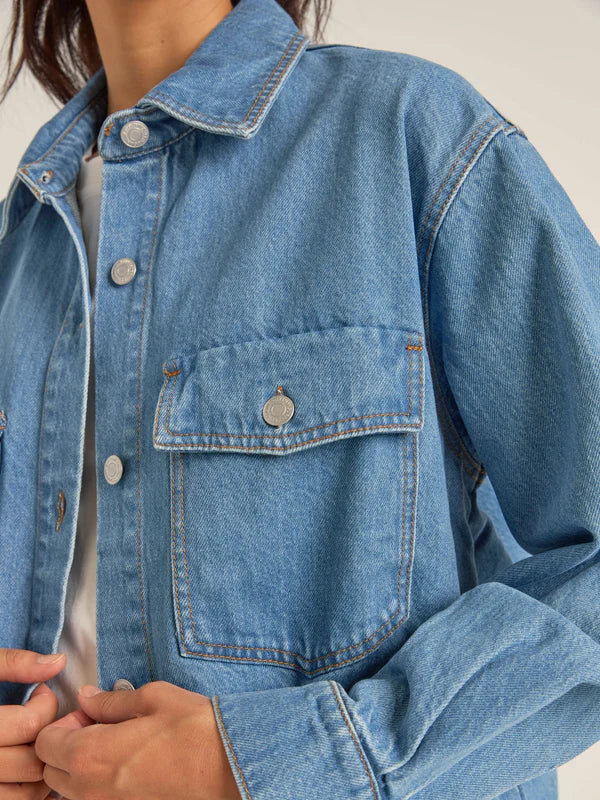 RHYTHM OVERSIZED DENIM SHACKET WASHED BLUE