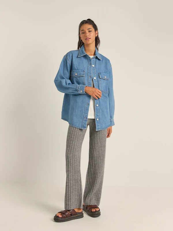 RHYTHM OVERSIZED DENIM SHACKET WASHED BLUE