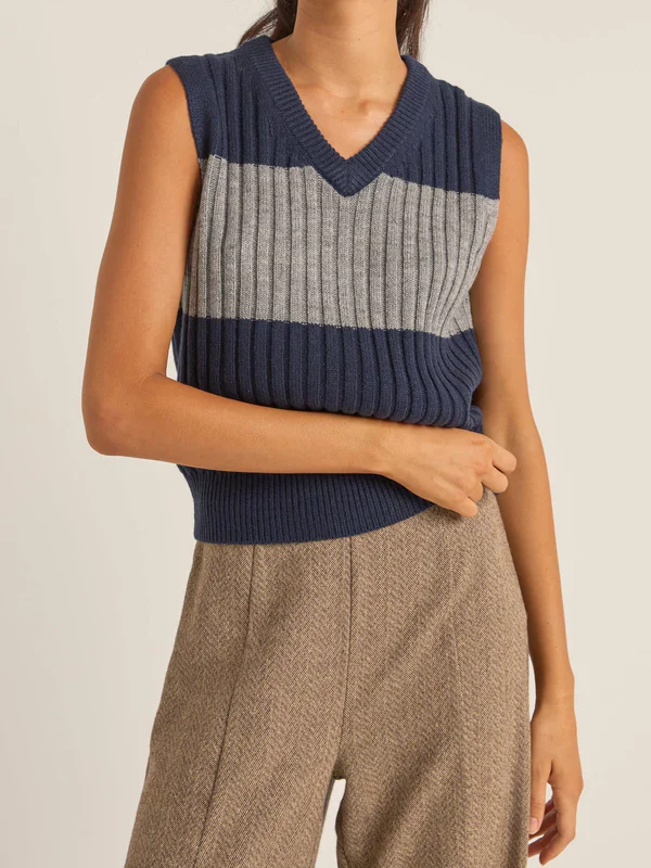 RHYTHM GATWICK SWEATER VEST NAVY