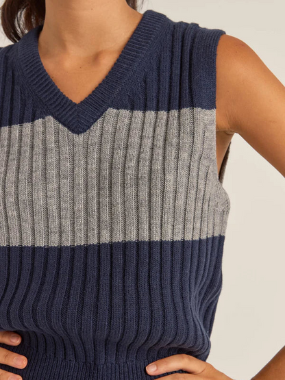 RHYTHM GATWICK SWEATER VEST NAVY