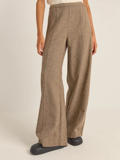 RHYTHM WHITEHAVEN WIDE LEG PANT CHOCOLATE 