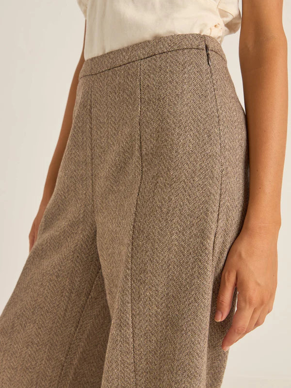 RHYTHM WHITEHAVEN WIDE LEG PANT CHOCOLATE 