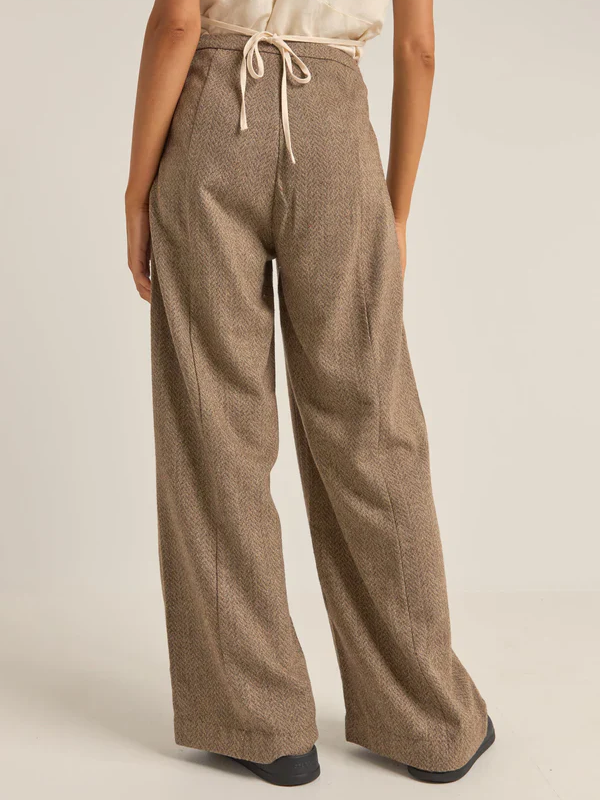 RHYTHM WHITEHAVEN WIDE LEG PANT CHOCOLATE 