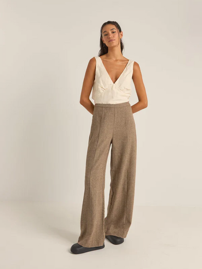 RHYTHM WHITEHAVEN WIDE LEG PANT CHOCOLATE 