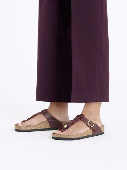 BIRKENSTOCK GIZEH BRAIDED ZINFANDEL OILED LEATHER 