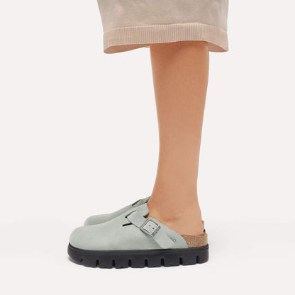 BIRKENSTOCK BOSTON CHUNKY SUEDE LEATHER PURE SAGE 