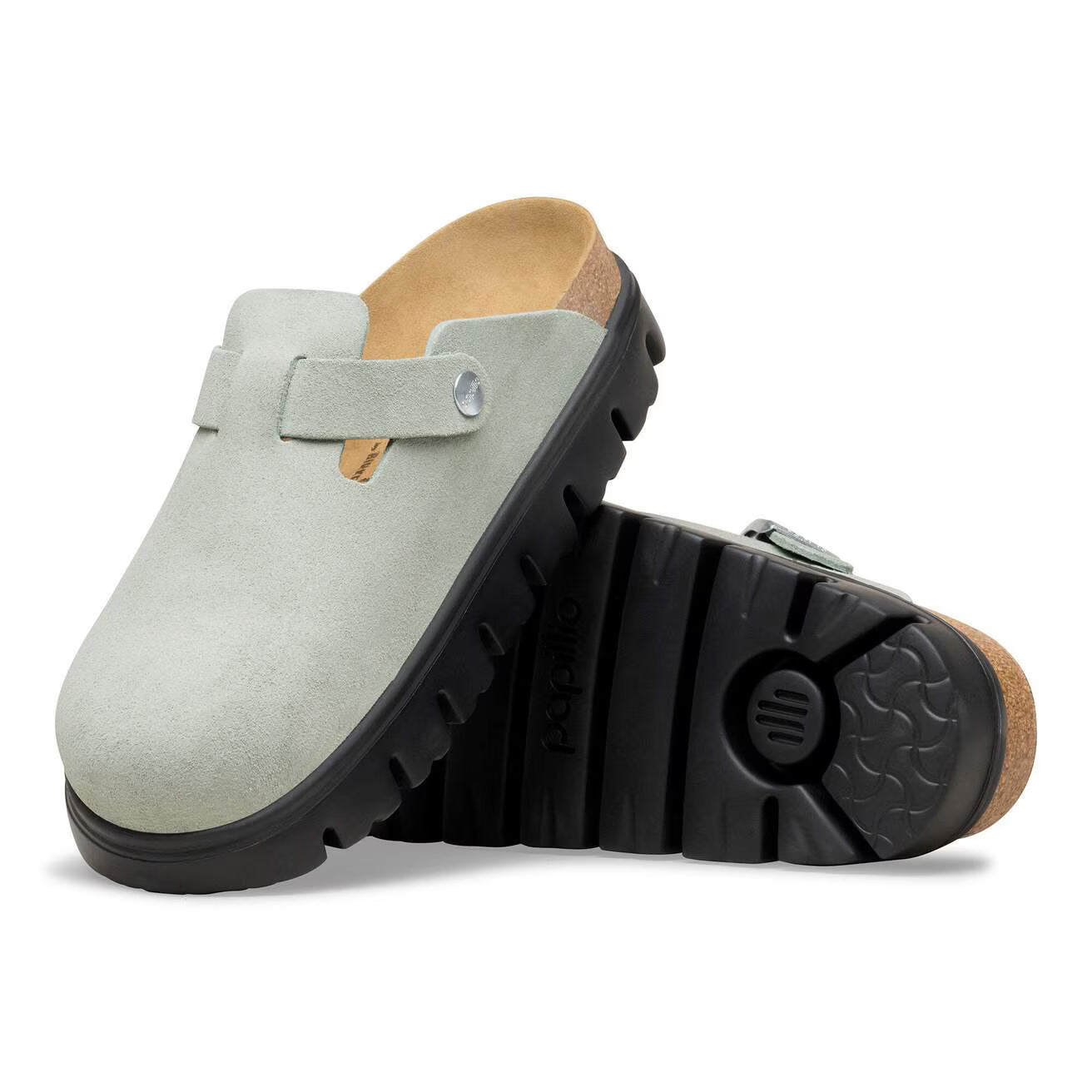 BIRKENSTOCK BOSTON CHUNKY SUEDE LEATHER PURE SAGE 