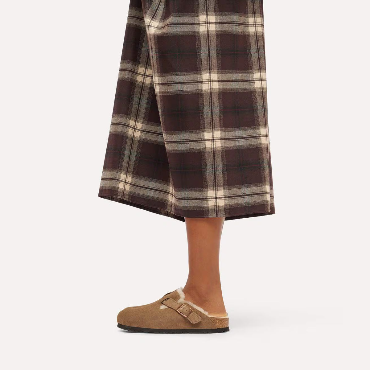 BIRKENSTOCK BOSTON SHEARLING SUEDE LEATHER DARK TEA 