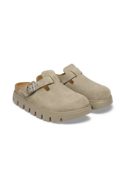 BIRKENSTOCK BOSTON CHUNKY SUEDE LEATHER TAUPE 