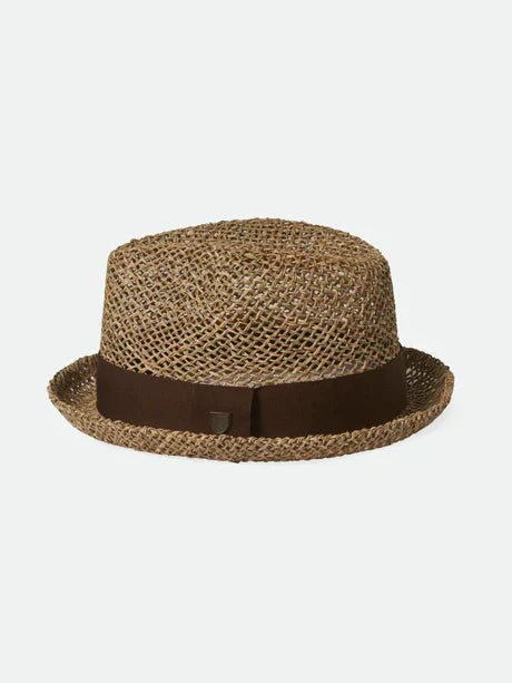 BRIXTON CASTOR FEDORA TAN/BROWN SEAGRASS