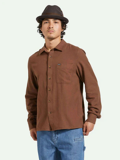 BRIXTON HASTING LW FLANNEL PINECONE BROWN 