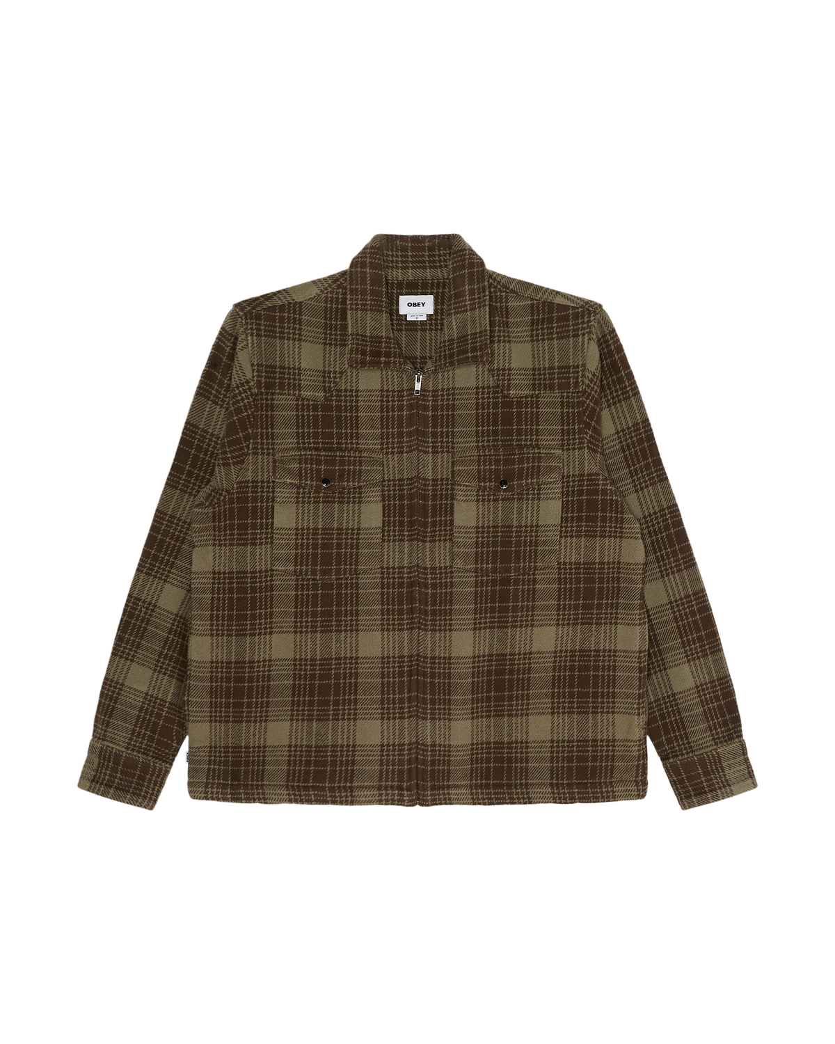 OBEY WILLIE ZIP SHIRT JACKET TURKISH COFFEE