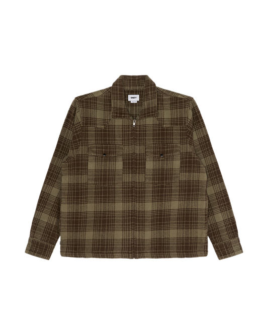 OBEY WILLIE ZIP SHIRT JACKET TURKISH COFFEE