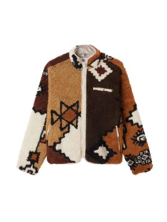 OBEY MOROCCAN RUG SHERPA JACKET BROWN