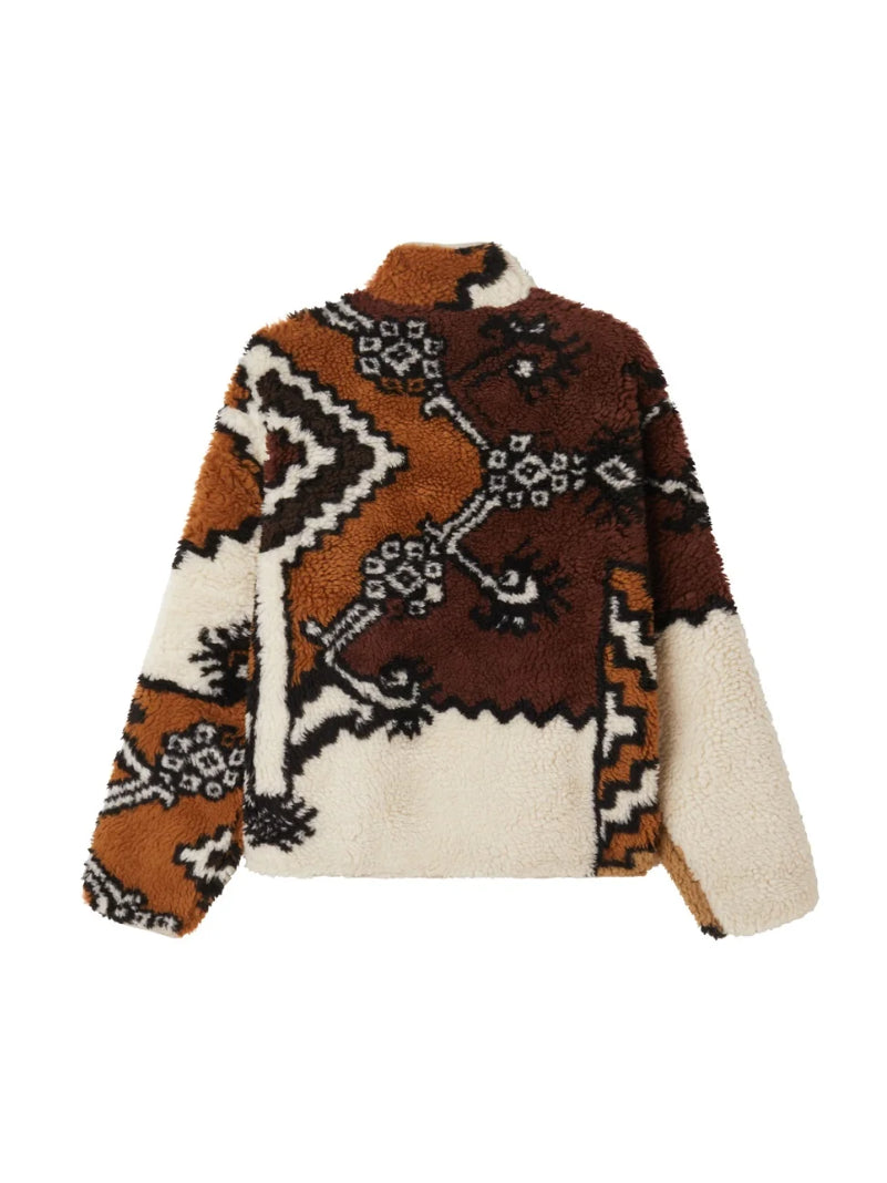 OBEY MOROCCAN RUG SHERPA JACKET BROWN