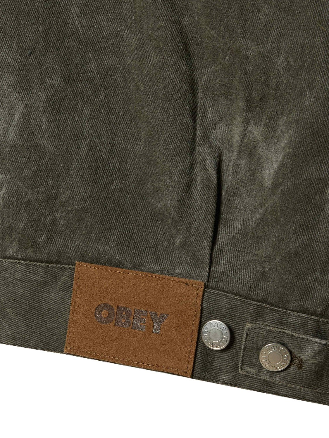 OBEY WORKMAN ZIP JACKET BLACK OLIVE WRINKLE WASH 