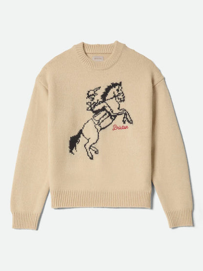 BRIXTON RANCHING CLUB CREW SWEATER WHITECAP