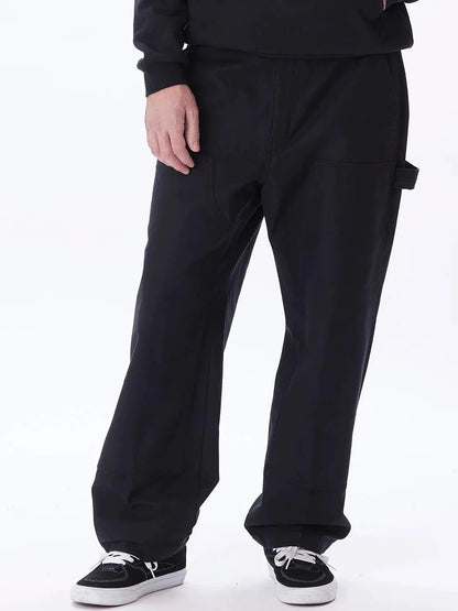 OBEY BIG TIMER TWILL DOUBLE KNEE PANT BLACK FRONT