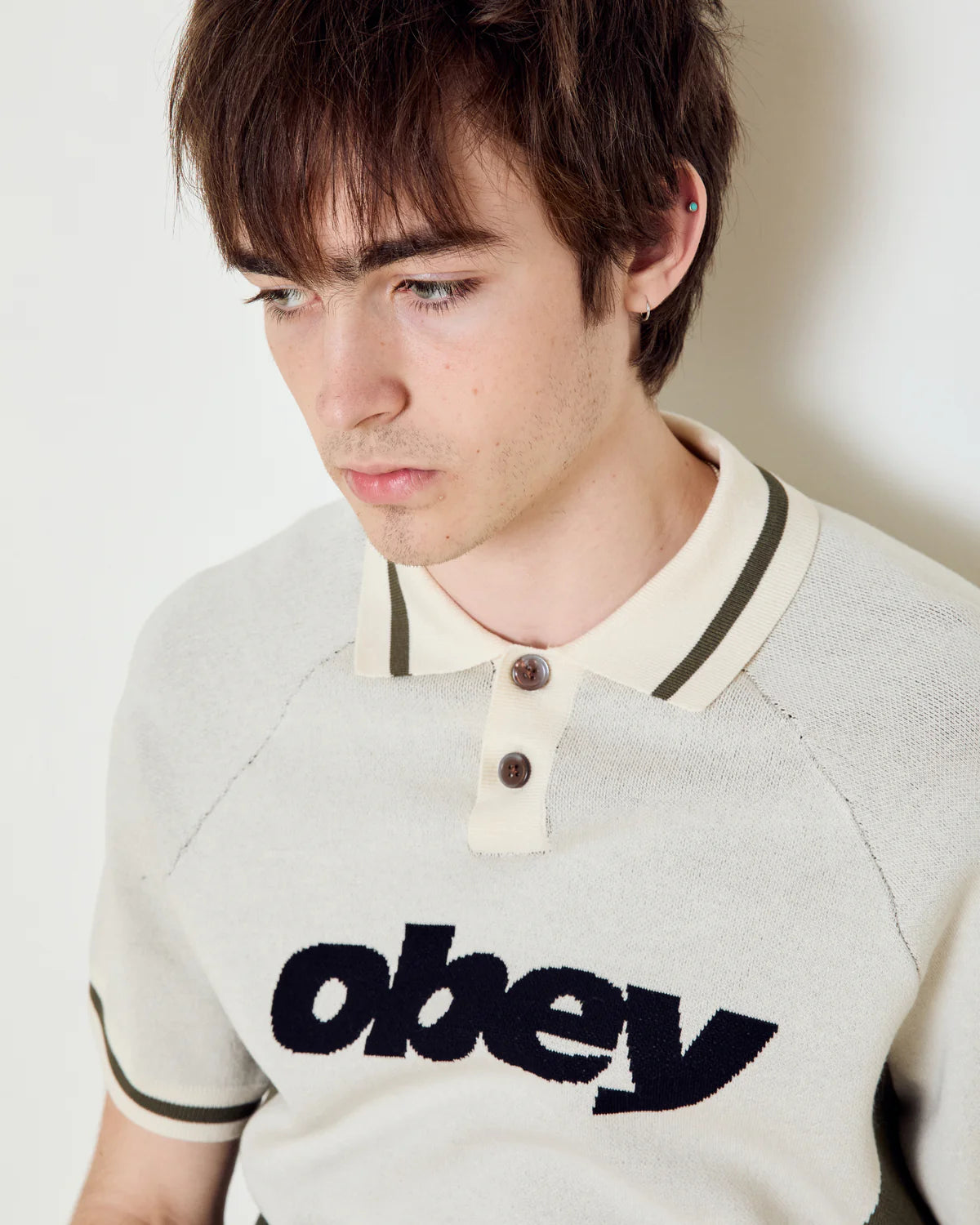 OBEY SPORT POLO SWEATER UNBLEACHED MULTI 