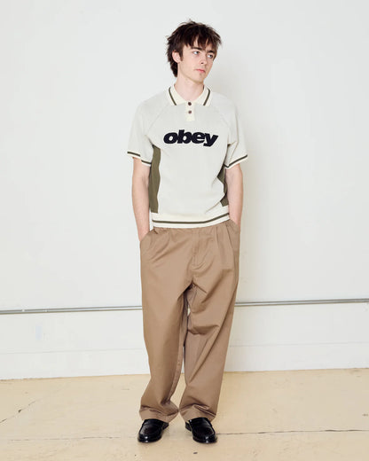 OBEY SPORT POLO SWEATER UNBLEACHED MULTI 