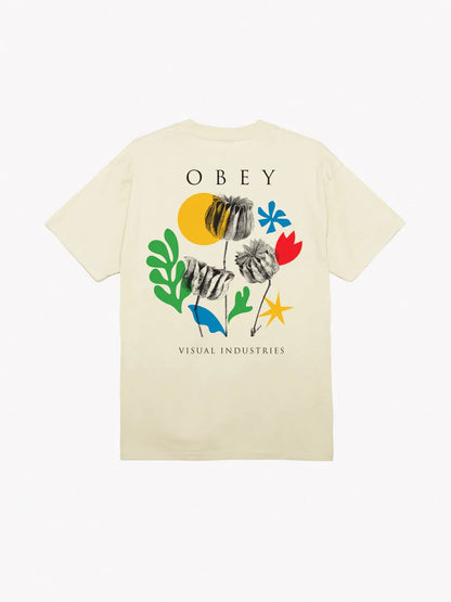 OBEY FLOWERS PAPERS SCISSORS T-SHIRT CREAM 