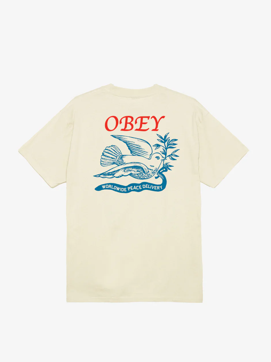 OBEY PEACE DELIVERY DOVE CLASSIC T-SHIRT CREAM